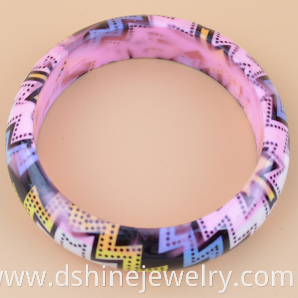 Wholesale Colorful Flower Printed Plastic Bangles